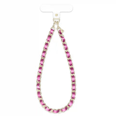 Metallic Pink Leather Chain Phone Charm