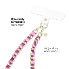Metallic Pink Leather Chain Phone Charm